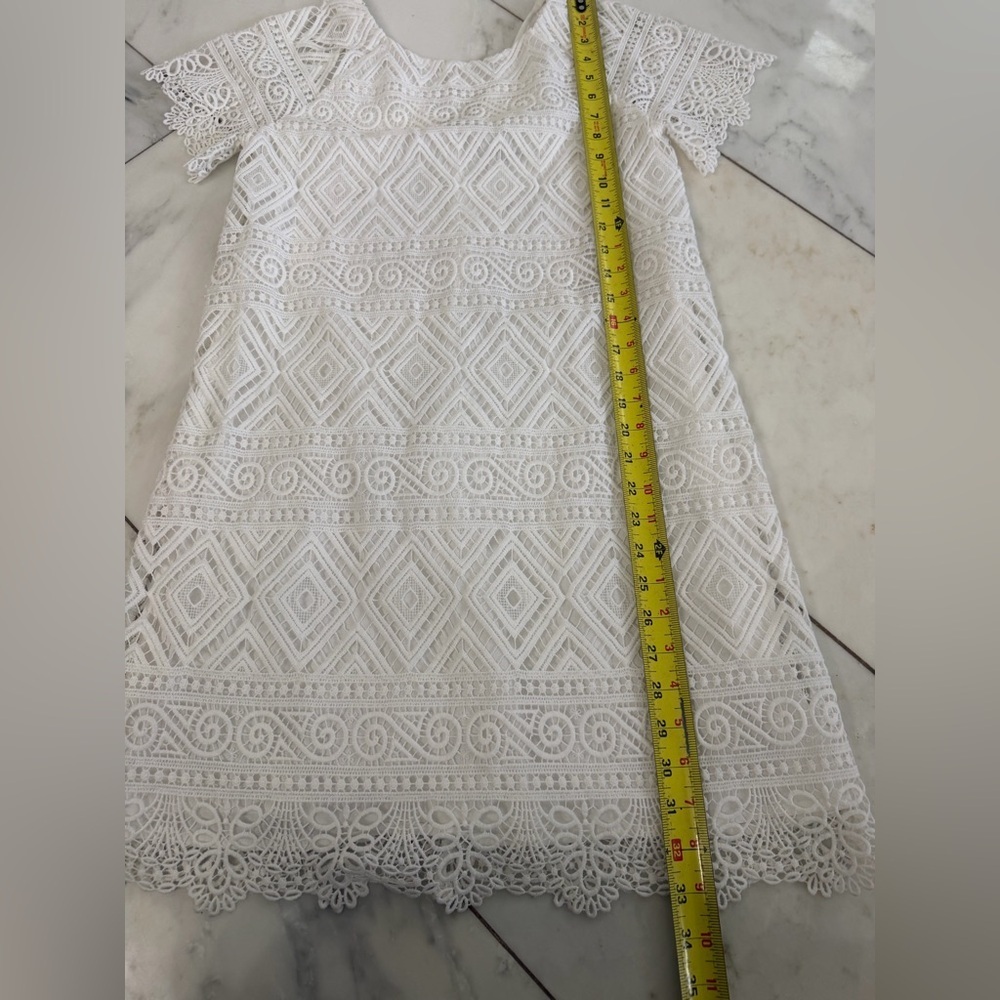 Madewell Women’s 0 or XS White Lace over lining short sleeve crewneck mini dress - Picture 8 of 9